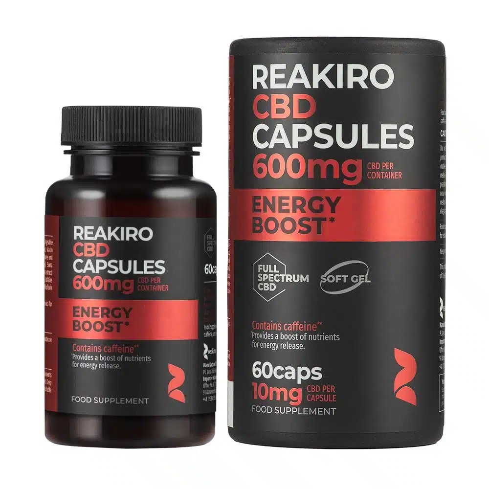 Reakiro Energy Boost CBD kapszula, 600 mg, 60 db